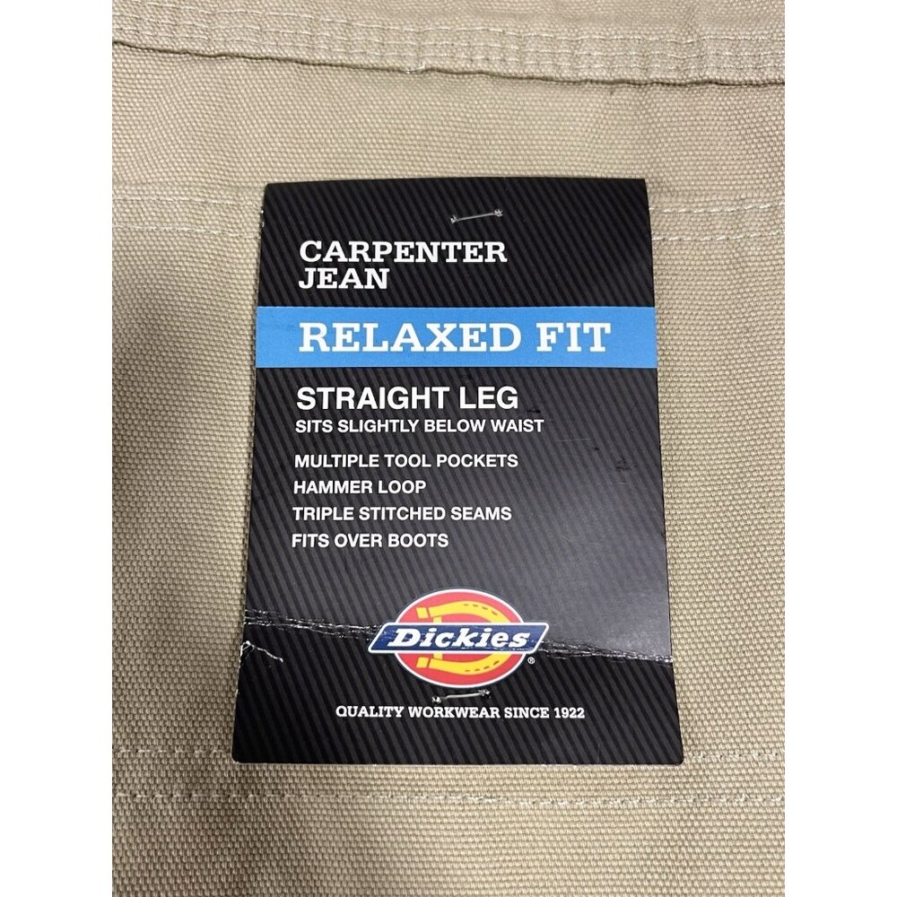 NWT Dickies 50x32 Men’s Carpenter Pants Khakis Straight Leg Relaxed Fit Tan - Picture 2 of 11